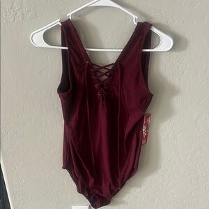 Burgundy Lace-Up Bodysuit
